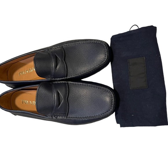 Prada Blue Leather Driving Loafers NWT size 11 - Picture 3 of 4
